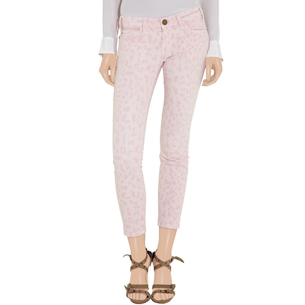 Current/Elliott Pink Leopard-print Skinny Jeans